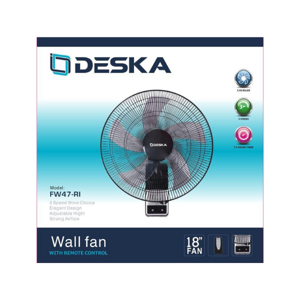 VENTILATEUR DESKA 18 » MURAL AVEC COMMANDE FW47 (RINO)