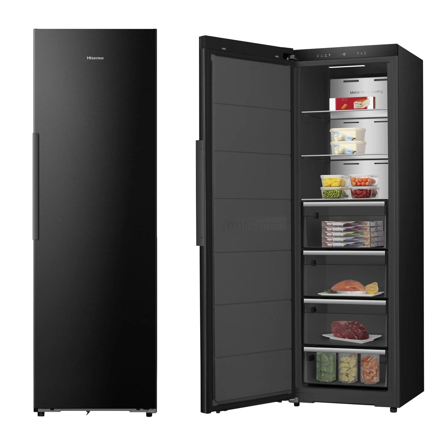 CONGELATEUR/REFRIGERATEUR HISENSE VERTICAL COMBINE 4TIROIRS NOFROST NOIR FT5K310GSFC
