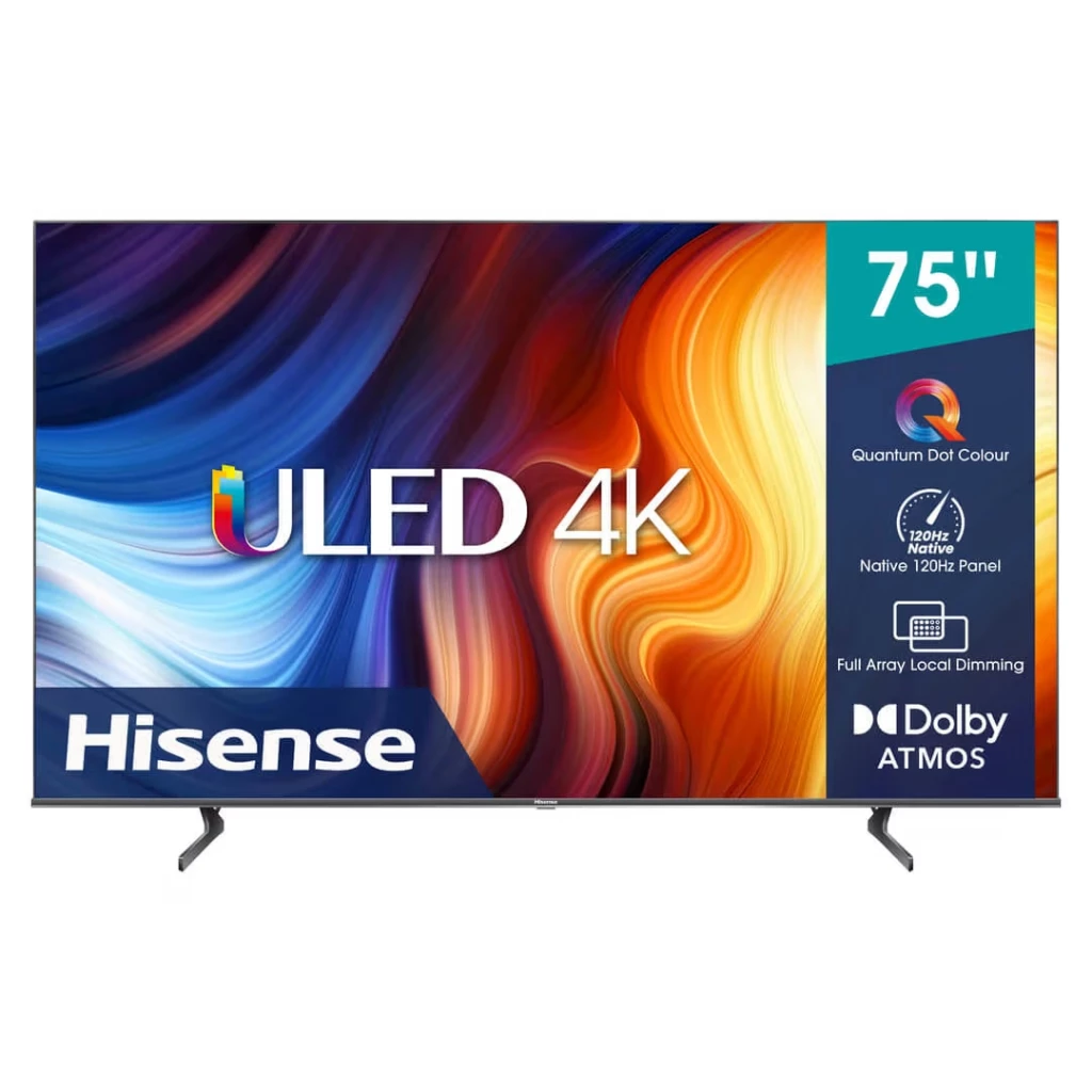 Télévision Hisense 75″ pouces (189 cm) smart TV ULED 4K Ultra-Mouvement 120 Hz Dolby Vision IQ HDR 10+