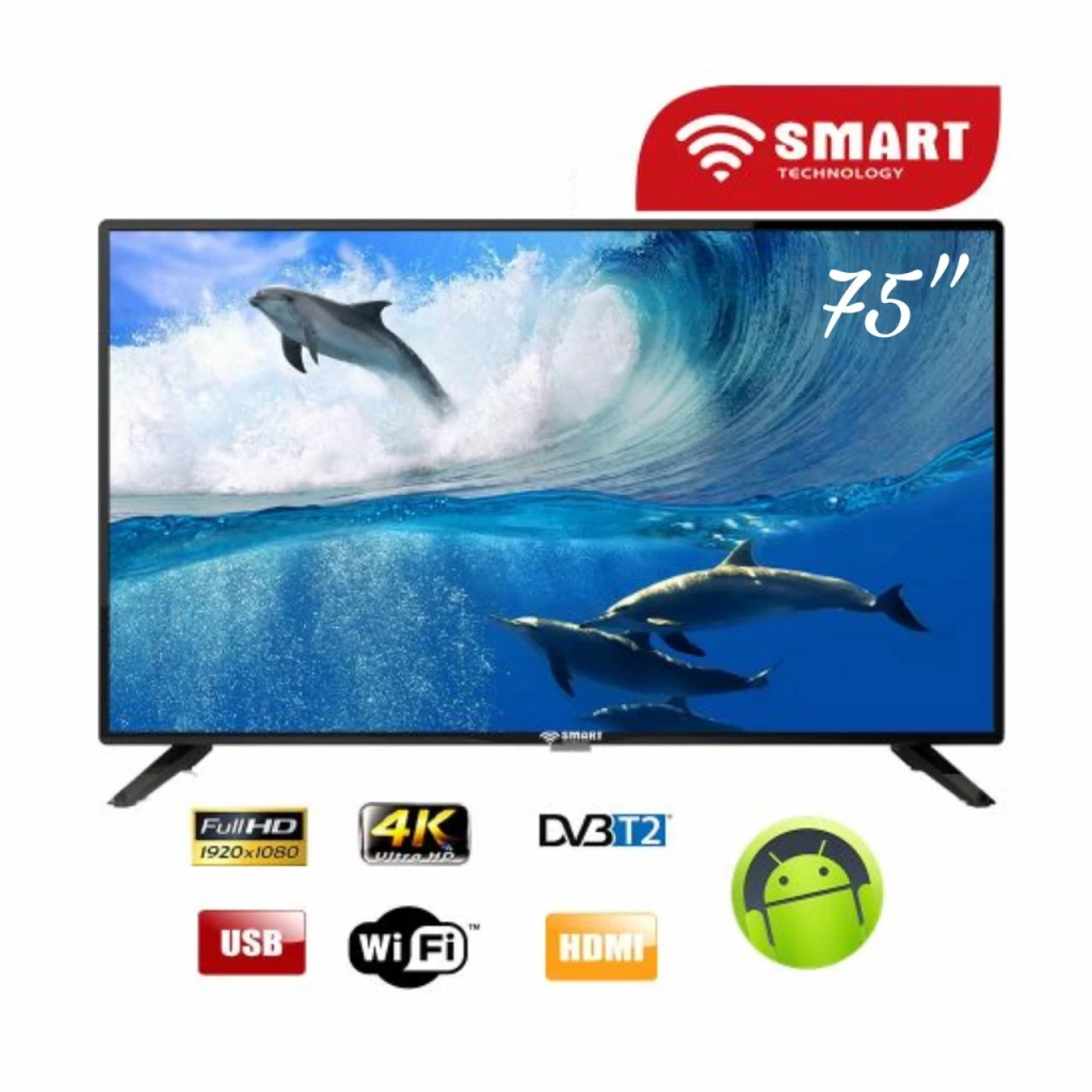 Téléviseur Smart Technology 75″ pouces SMART Android UHD 4K STT7598K