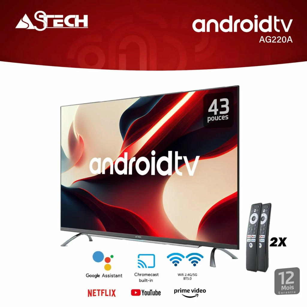 Télévision Astech 43″ 108 cm TV Led Smart android
