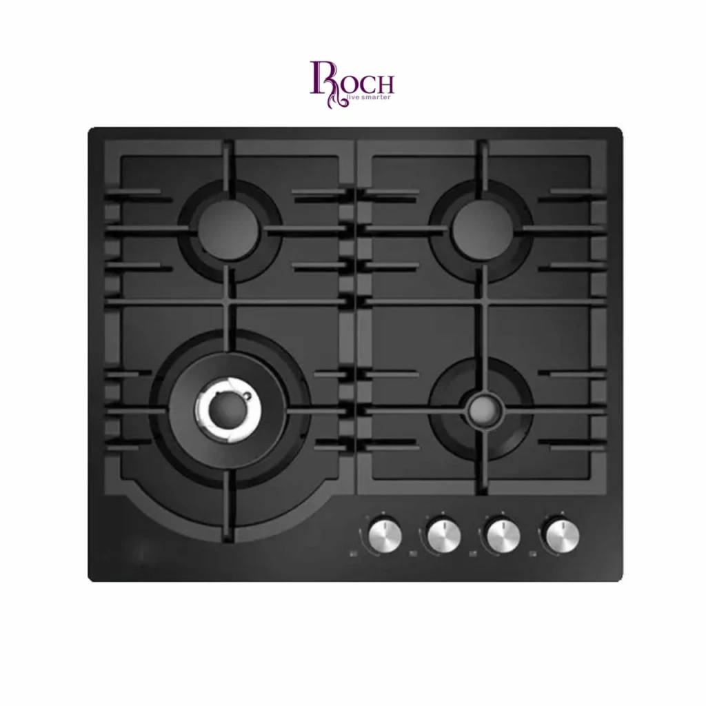 Plaque Encastrable Roch 4 Feux Dimensions 60×60 en Verre Noir RBH60WCFGB