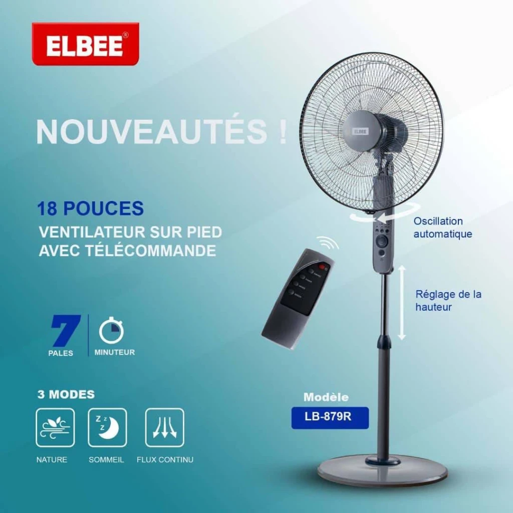 Ventilateur sur pied ELBEE 18 pouces LB879