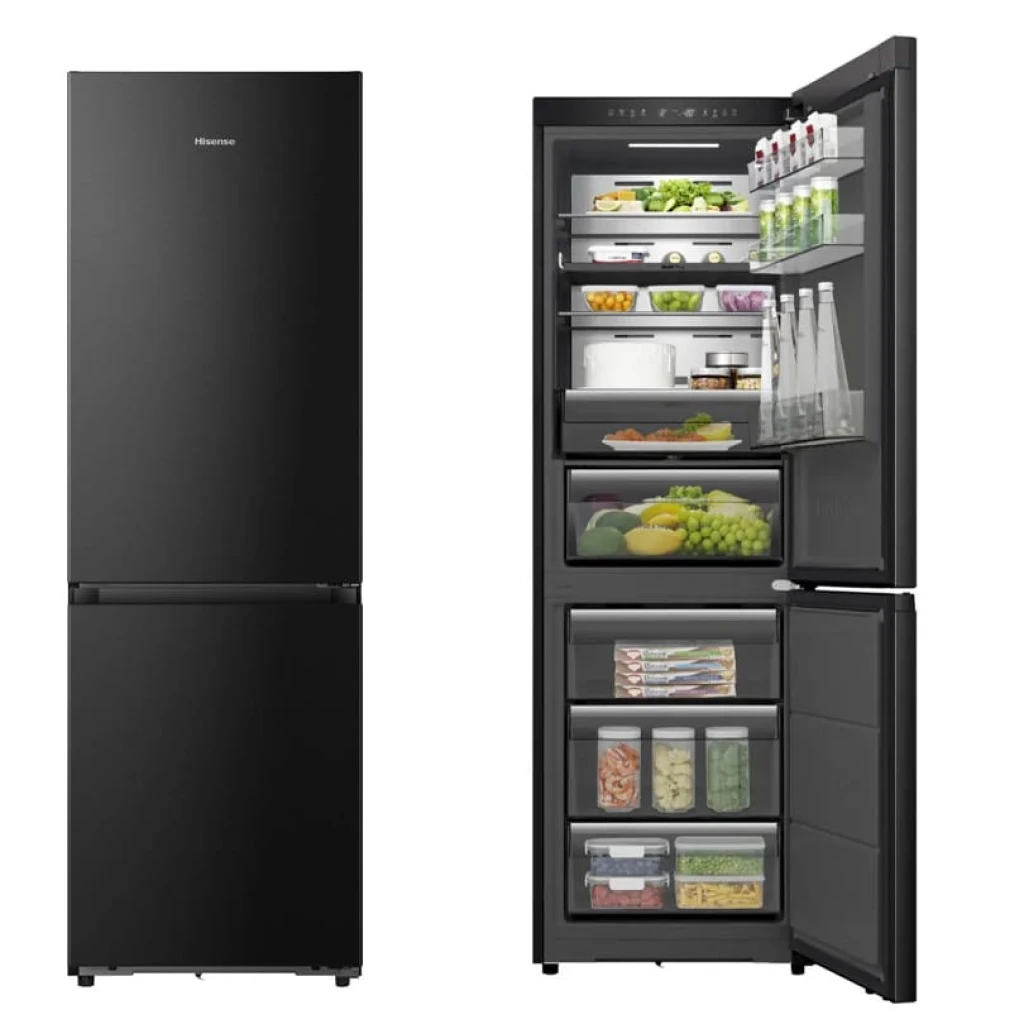 Réfrigérateur Hisense Combiné 3 Tiroirs 370L – No Frost Inverter – Noir – RB5K330GSFE